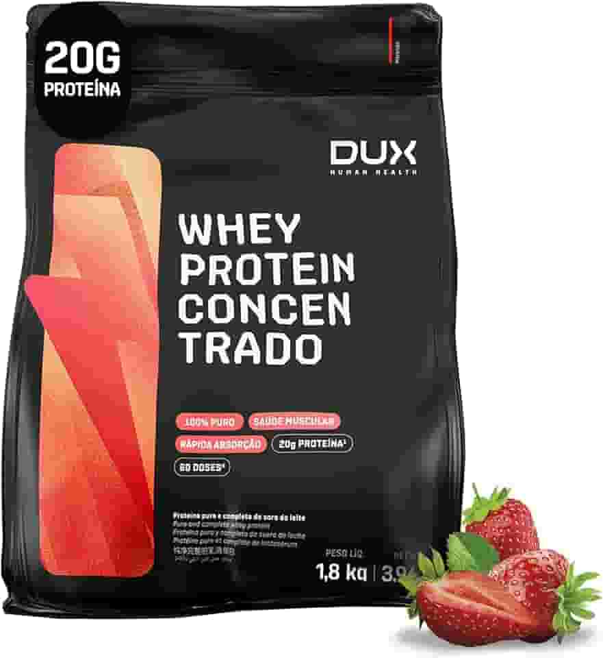 Whey Protein Concentrado Morango Refil 1.8kg – Contribui Para o Ganho Muscular Hipertrofia – Dux Human Health