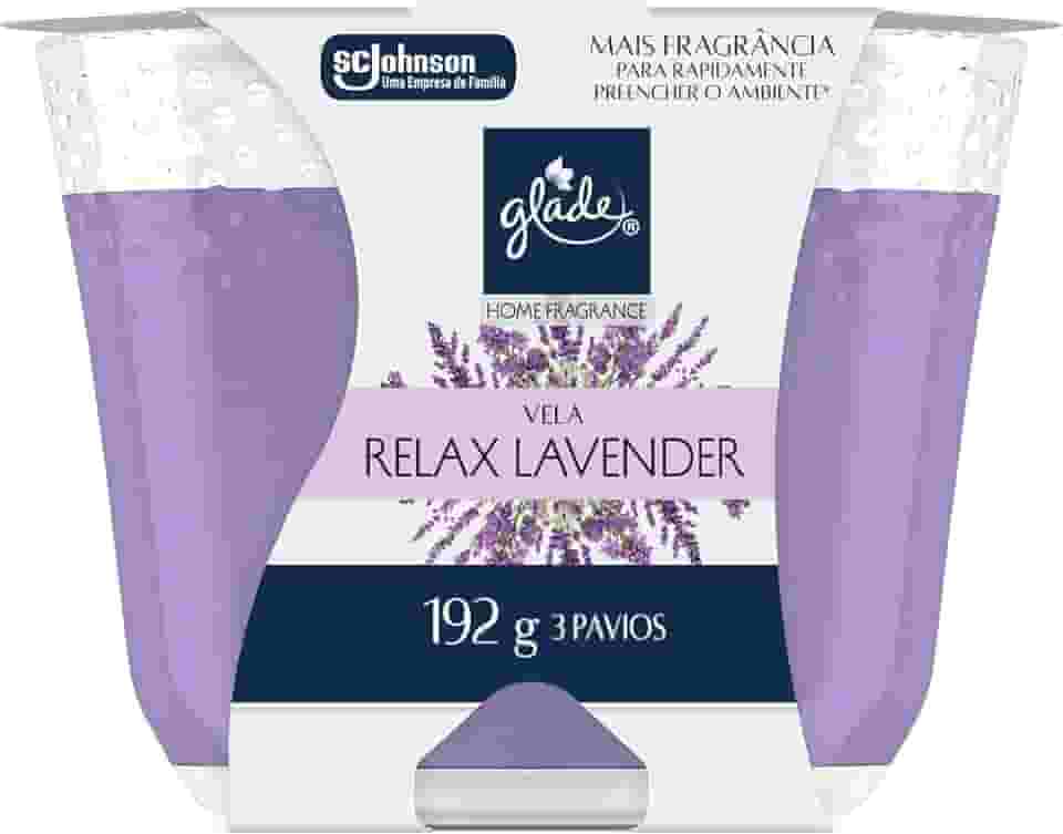 Glade Vela Aromatica Perfumada, Relax Lavander, 3 Pavios, 192g
