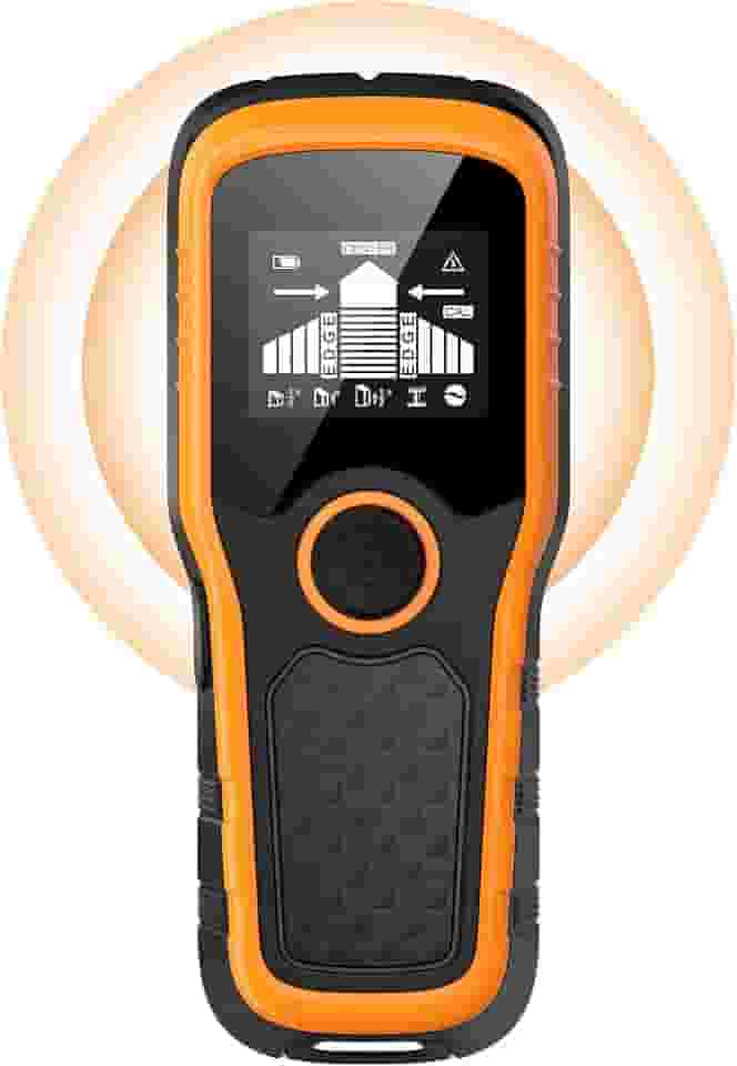 Scanner de parede 5 em 1 – Detector para madeira, metal, vigas, tubos e fios AC, versão atualizada de chip inteligente, tela LCD de alta definição e alarme audível