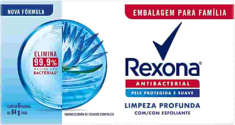 Rexona Pack Sabonete Em Barra Antibacterial Limpeza Profunda Envoltório 6 Unidades De 84G Cada Leve Mais Pague Menos