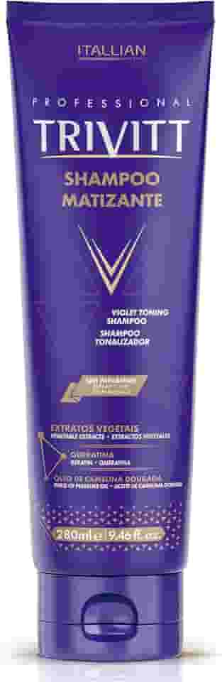 Shampoo Matizante Trivitt 250Ml - Neutraliza Amarelado, Loiro Platinado - Itallian Hairtech - Não Resseca o Cabelo
