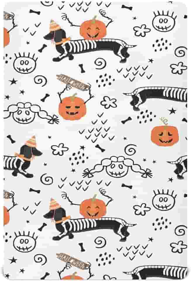 Lençóis de Halloween da raça de cachorro 132 x 71 cm para berço, ultramacio, lençol com elástico para meninas e crianças