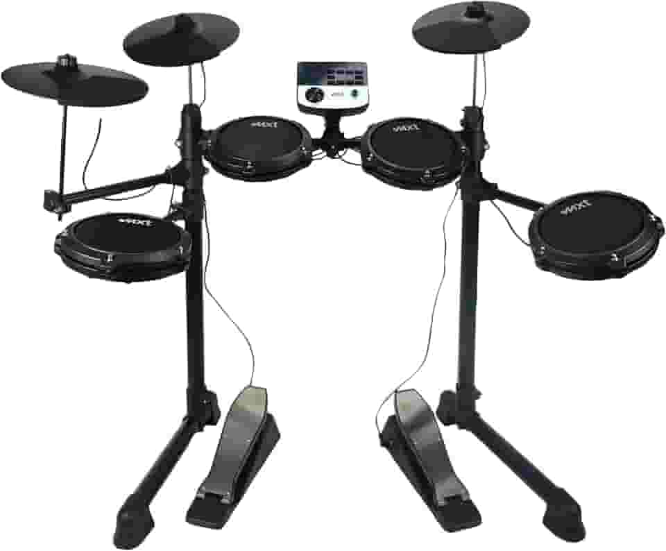 Bateria Eletrônica Digital MXT, 4 Pads de Bateria, 3 Pratos, Módulo de Som, Pedais, Preta