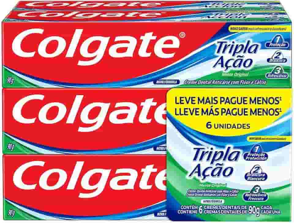 Creme Dental Colgate Tripla Ação Menta Original 90g 6 unidades
