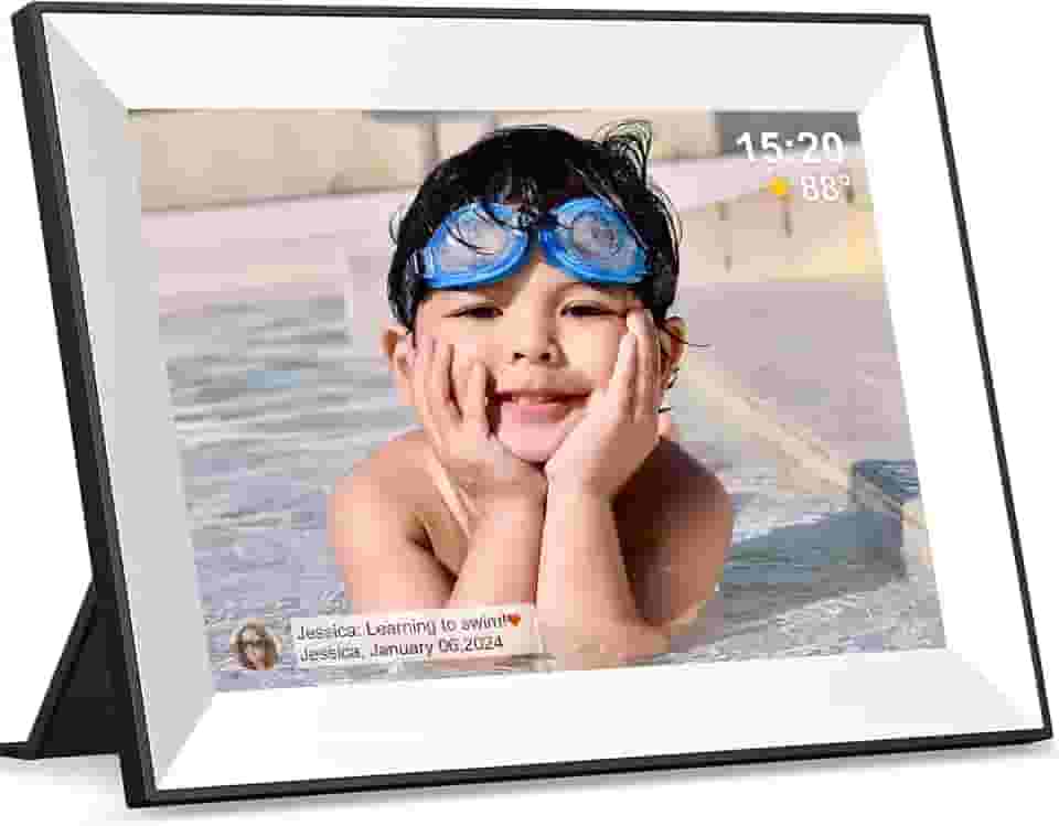 Frameo Moldura Digital com ecrã táctil IPS de 10,1 polegadas, fréquents Moulin d'images Carregamento do telefone à moldura digital de 32 GB