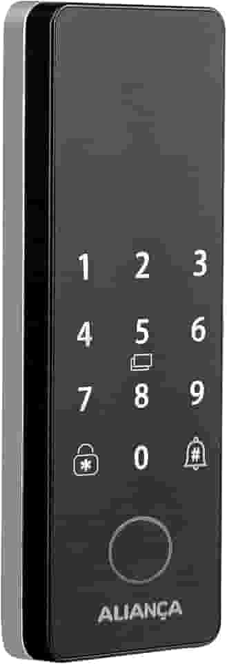 Fechadura Digital Iris Plus sobrepor para Porta de Madeira Preto Fosco Aliança