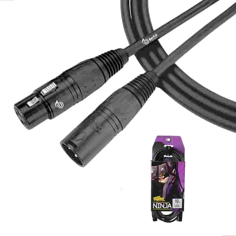 Cabo Para Microfone Bertô By Santo Angelo Ninja Balanceado 3 Metros Lw Cinza Chumbo XLR Macho XLR Fêmea Profissional