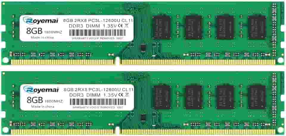 16GBKit (2X8GB) DDR3 RAM, DDR3 1600 8GB PC3L-12800U DDR3L Dimm 2Rx8 1.35V/1.5V CL11 Memória RAM para computador desktop