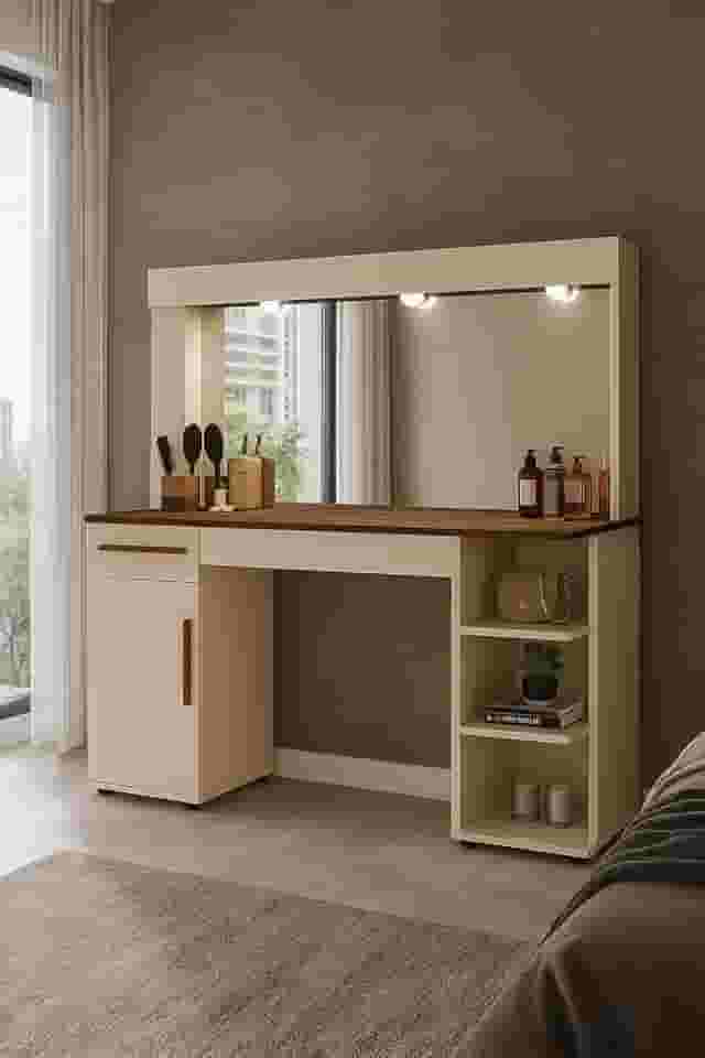 Penteadeira Camarim Luxo Moderna Com Espelho Incluso Cj