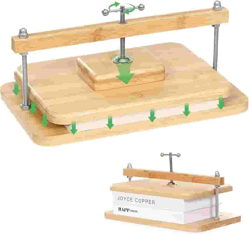 JFNoraiva Prensa de livros, encadernação de livros de madeira de bambu de 28 x 20 cm, encadernação portátil para livros DIY e iniciantes