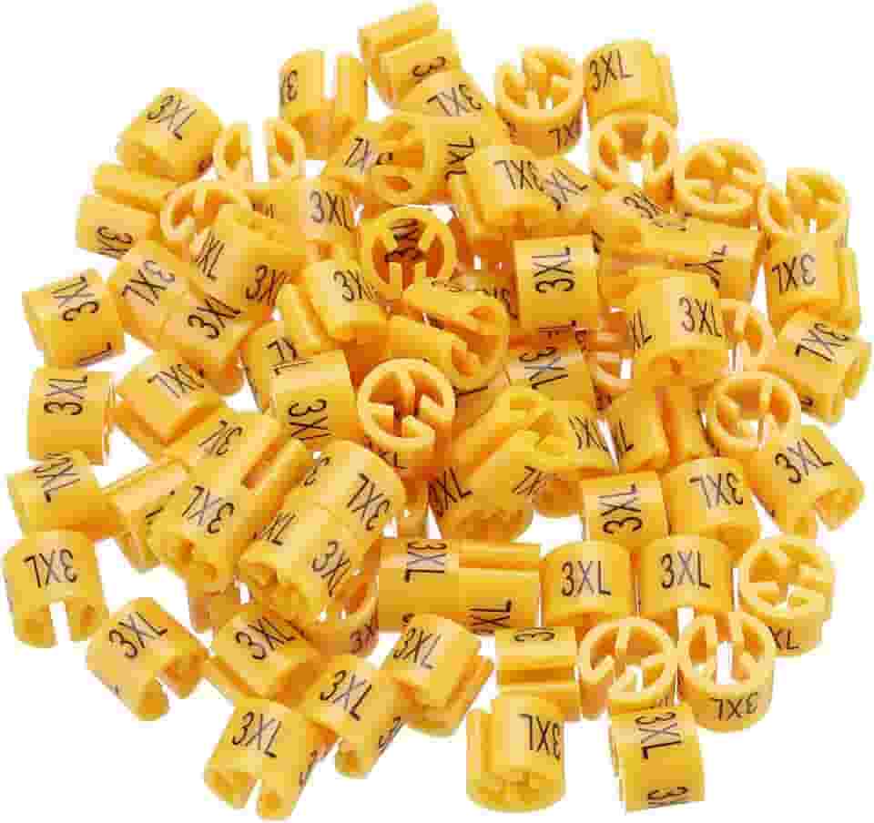 Marcador de cabide de roupas tamanho 3GG para haste laranja de 3 mm para codificação de cores de roupas de vestuário, pacote com 100