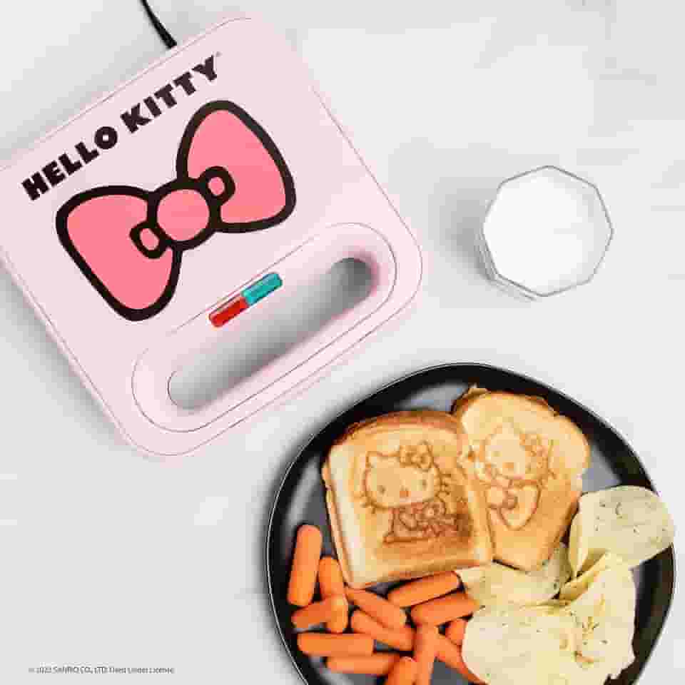 Uncanny Brands Fabricante de Queijo Grelhado Hello Kitty - Panini Press e Churrasqueira Interna Compacta