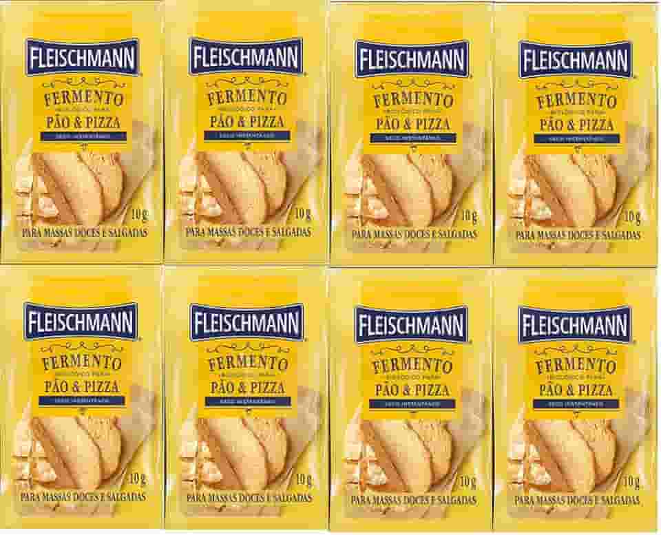 Kit 8 Fermento Biológico Pão e Pizza Seco Fleischmann 10g