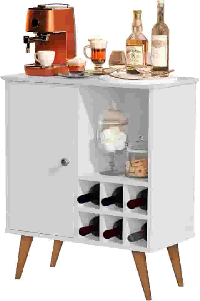 Adega 6 Garrafas com 1 Porta Adega de Vinho Compacta para Sala ou Cozinha (Branco)
