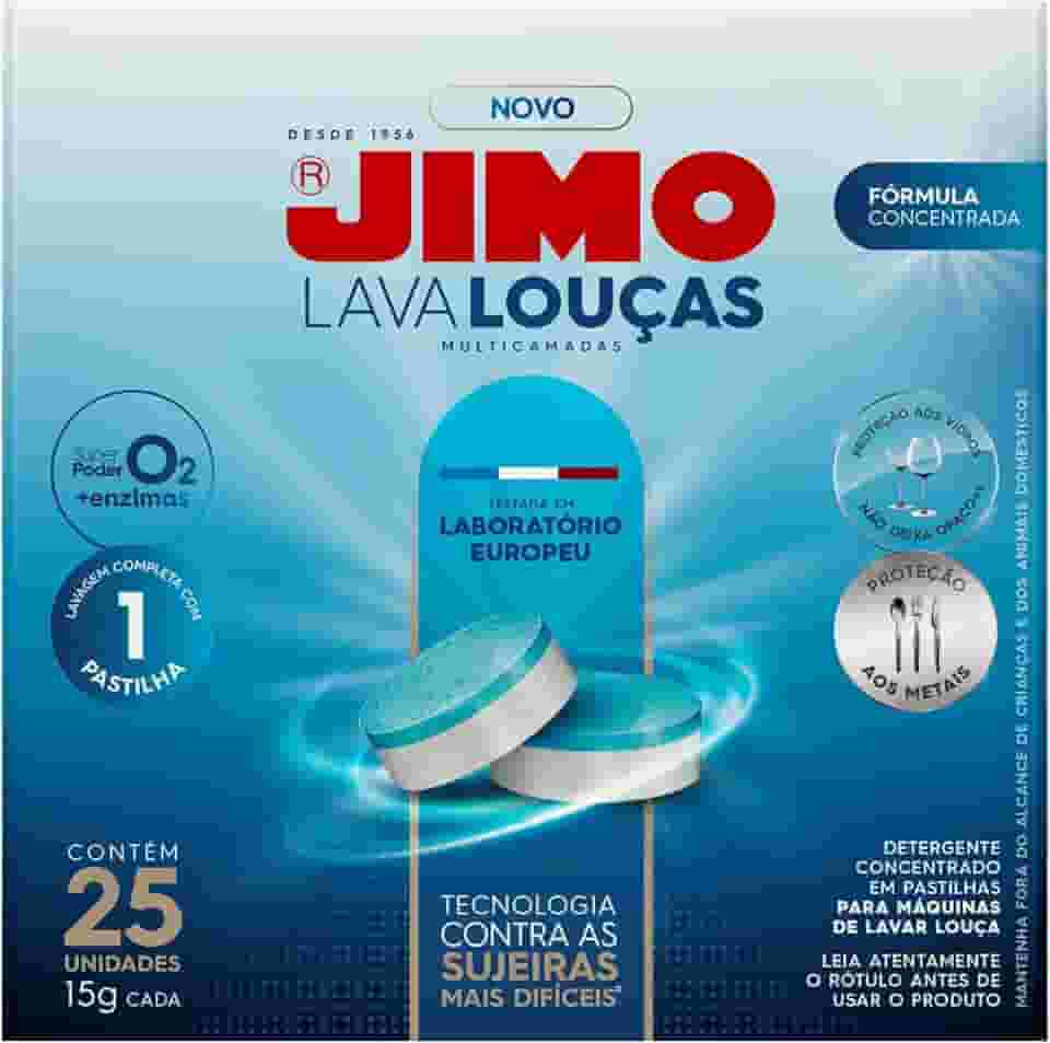 JIMO Lava Louça Multicamadas Detergente Concentrado para Máquinas de Lavar Louças Desengordurante Mais Brilho e Proteção às Louças 25 pastilhas