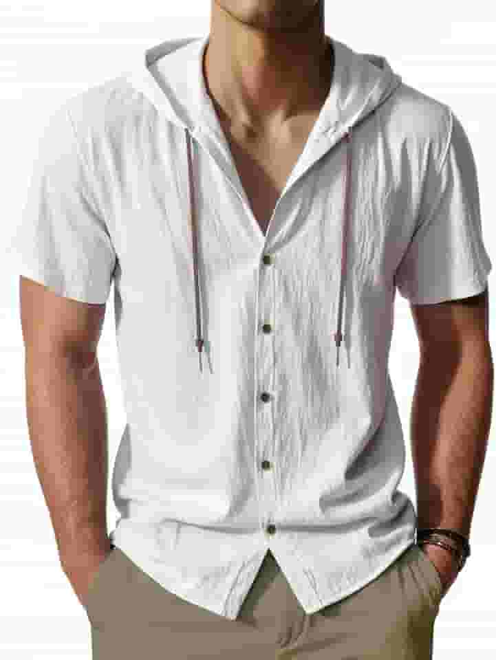 Camisa masculina de manga curta com botões, moletom casual de verão, leve, fashion