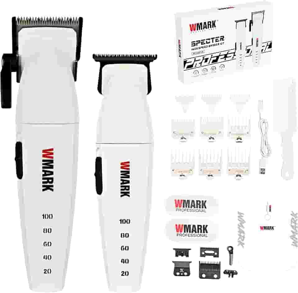 WMARK Conjunto de cortadores de cabelo profissionais para homens, cortadores e aparadores de barbeiro com indicador de capacidade de bateria LED com caixa de presente NG-8632KIT