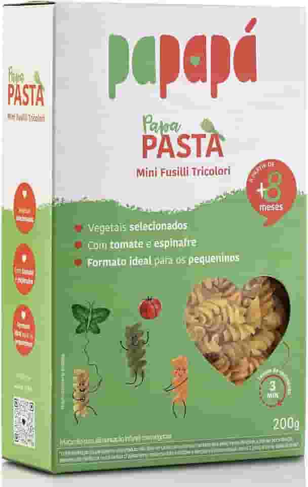 Papapá, Macarrão Infantil, Papa Pasta, Mini Fuzilli Tricolori, Vegetais, 200g, Verde