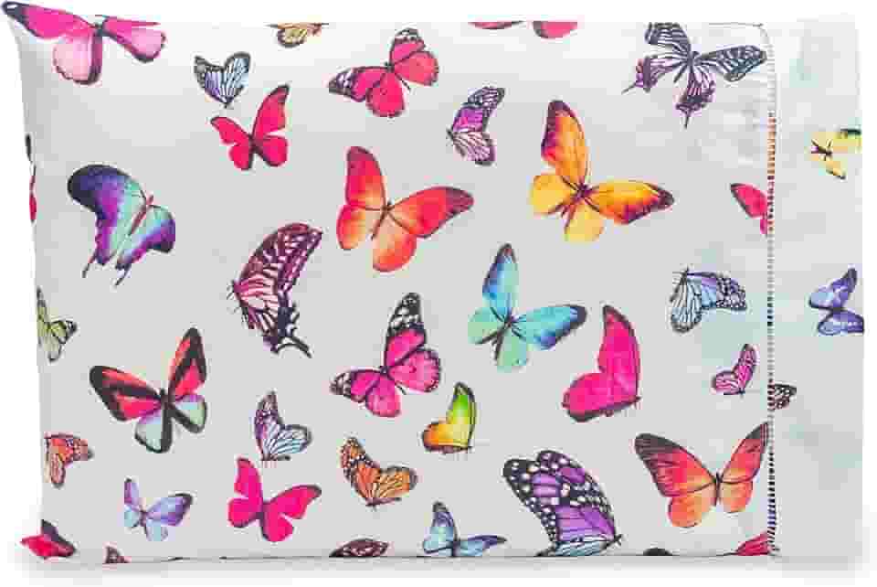 1 Fronha com Ponto Palito 70cmx50cm Percal Estampado 180 fios (Borboletas)