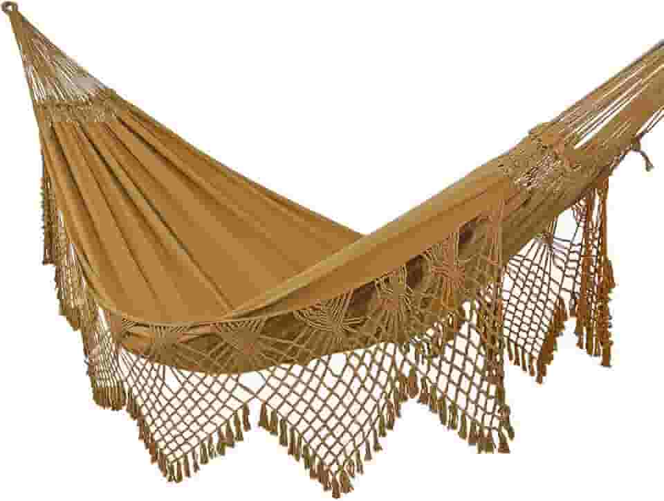 Rede de Dormir e Descanso Safira Casal Extra 100% Algodão Jaguaruana. (Caramelo)