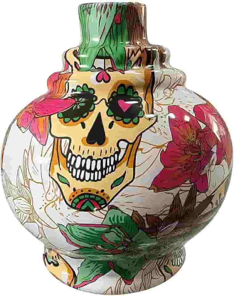 Vaso Vidro Base Narguile Pequeno Caveira Mexicana