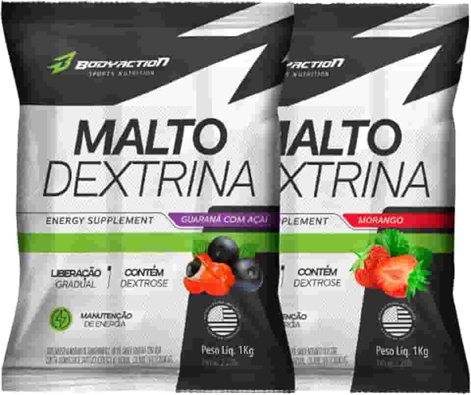 2x Maltodextrina Malto Dextrin 1kg - Bodyaction (Único, Guaraná com açaí/Morango)