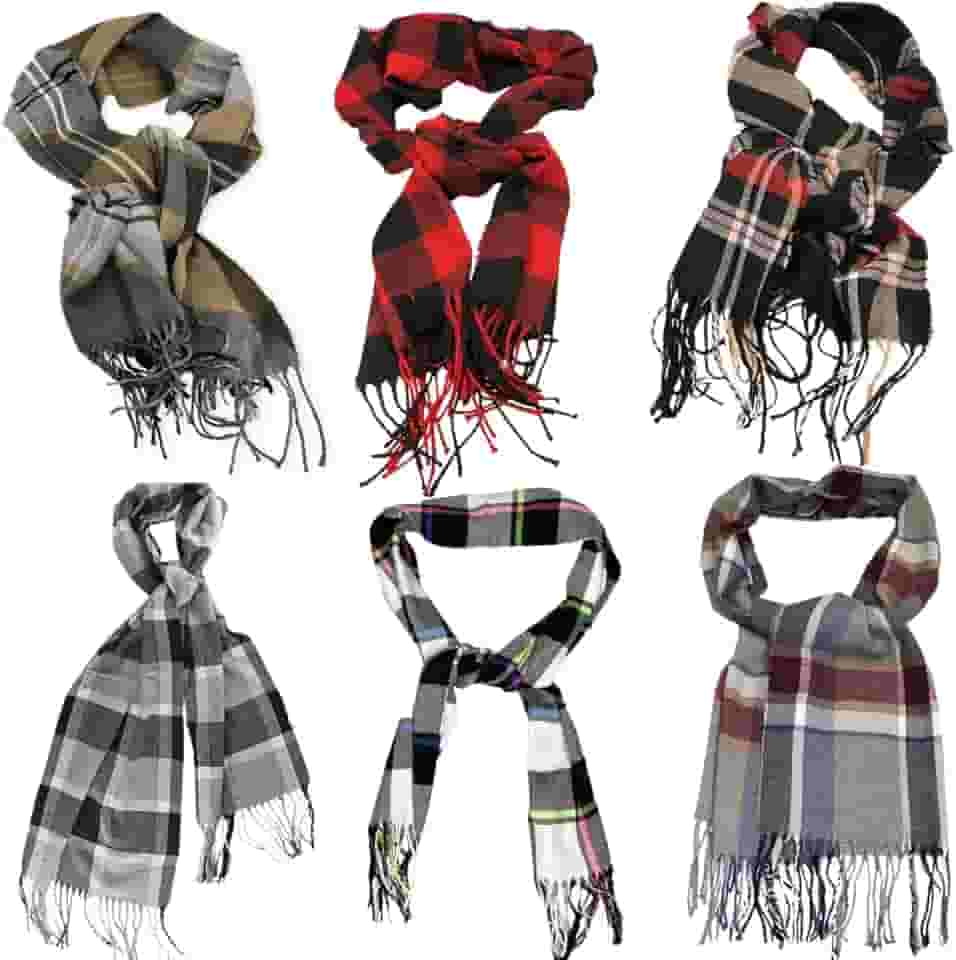 Cachecol para Frio Xadrez Unissex com Franjas Cores Sortidas 160x30 cm Inverno Toque macio