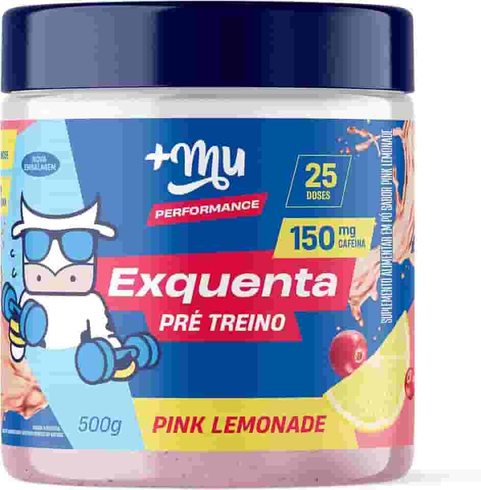 Pré treino, +Mu, Exquenta, Sabor Pink Lemonade, Com Cafeína, Palatinose e Taurina - 500g