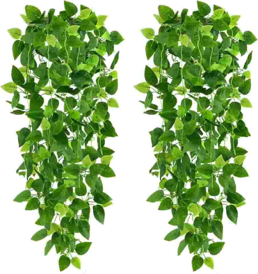 Plantas artificiais pendentes de 1 m CEWOR, 2 unidades de hera, para parede, casa, quarto, pátio, interior, exterior, prateleira de casa, decoração de escritório (sem as cestas)