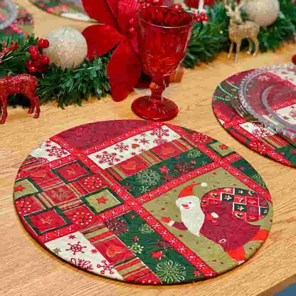 Kit Capas de Sousplat 35cm de Natal Natalina 6 Lugares (Suéter)
