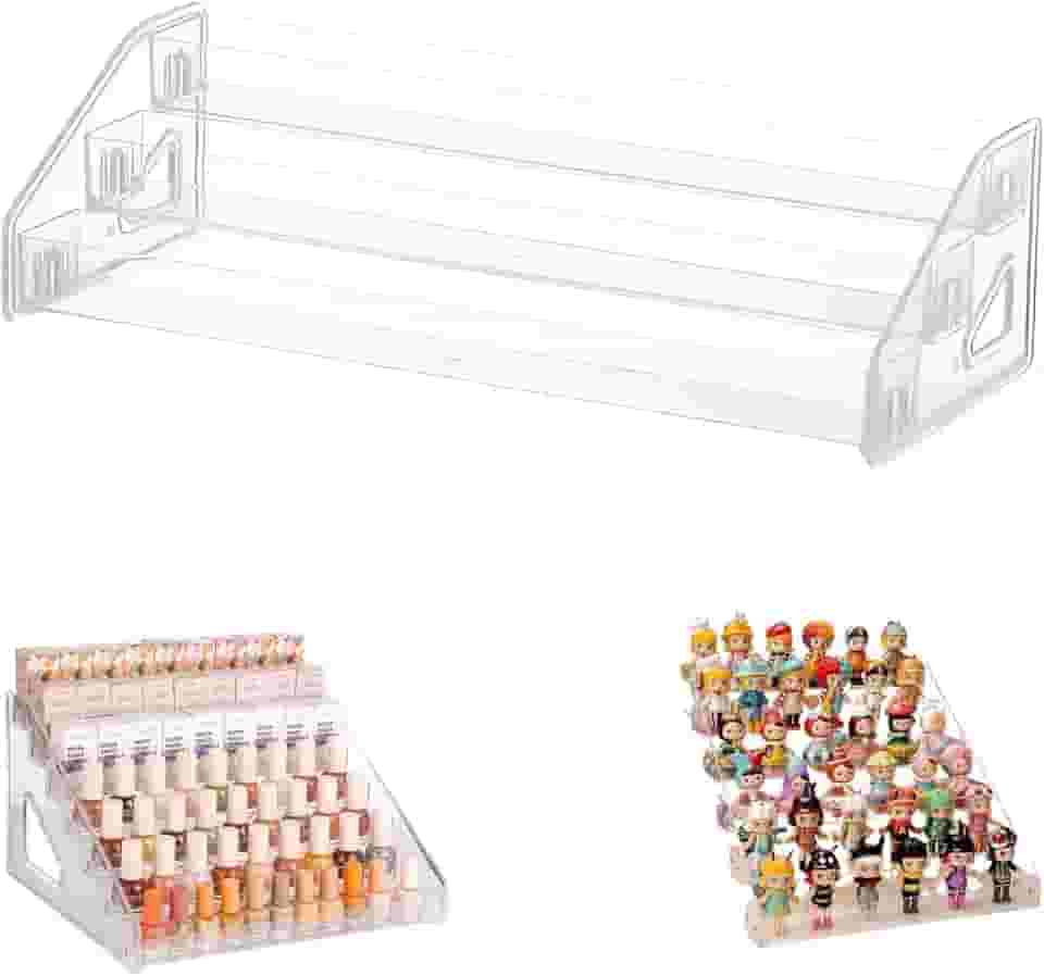 Organizador de Acrílico Transparente para Maquiagem, Batons, Esmaltes e Miniaturas, 31cm, Expositor 3 Níveis - Casa e Organização