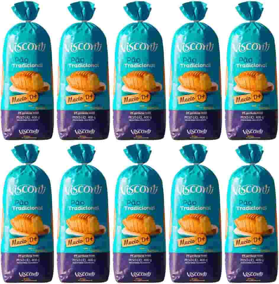 PAO DE FORMA TRADICIONAL 400G VISCONTI - KIT 10 UNIDADES
