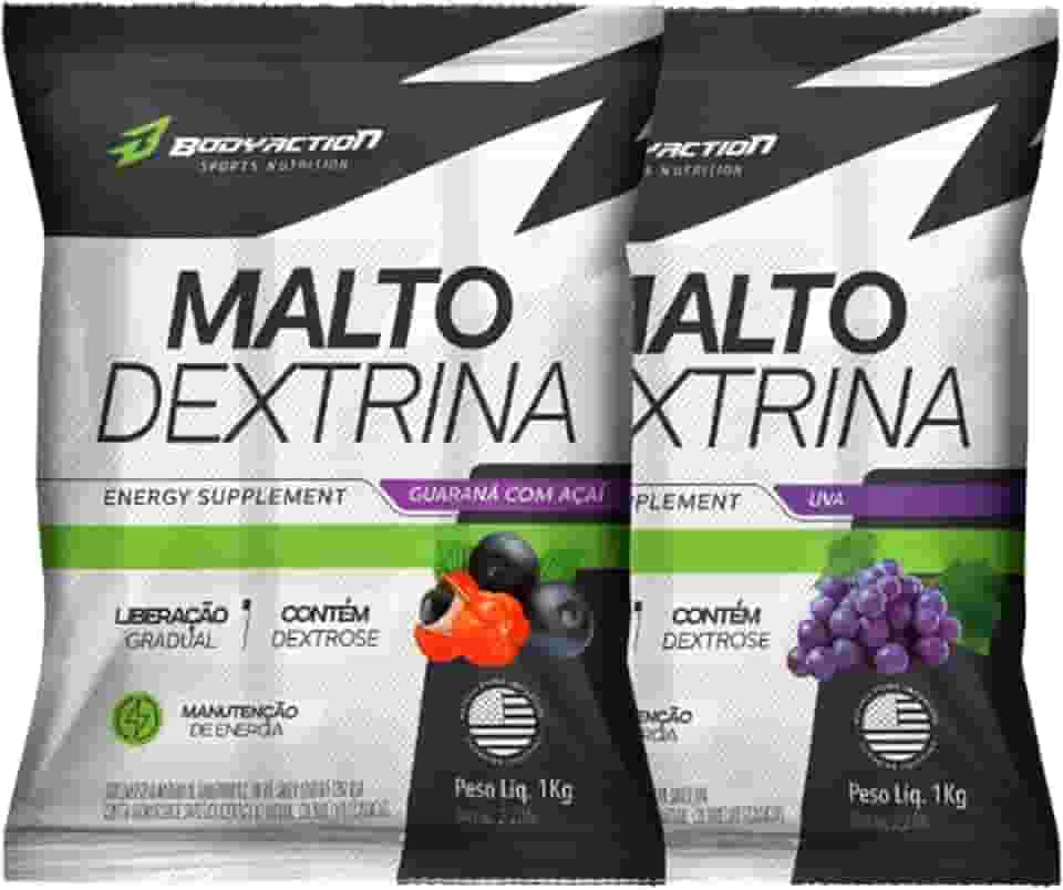 2x Maltodextrina Malto Dextrin 1kg - Bodyaction (Único, Guaraná com açaí/Uva)