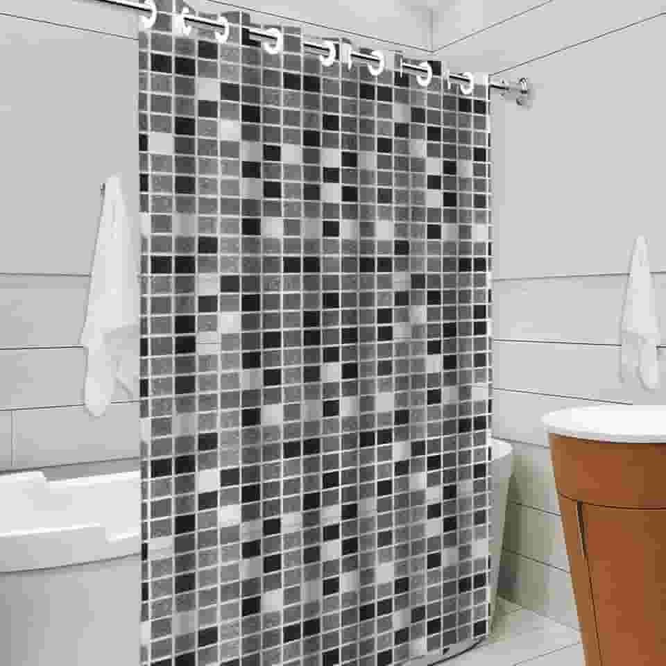 "Cortina Para Box PVC Impermeável Antimofo e Antiácaro, 1,38x1,98m, Com Ilhós, Material Resistente e Higienizável - Não acompanha Varão"