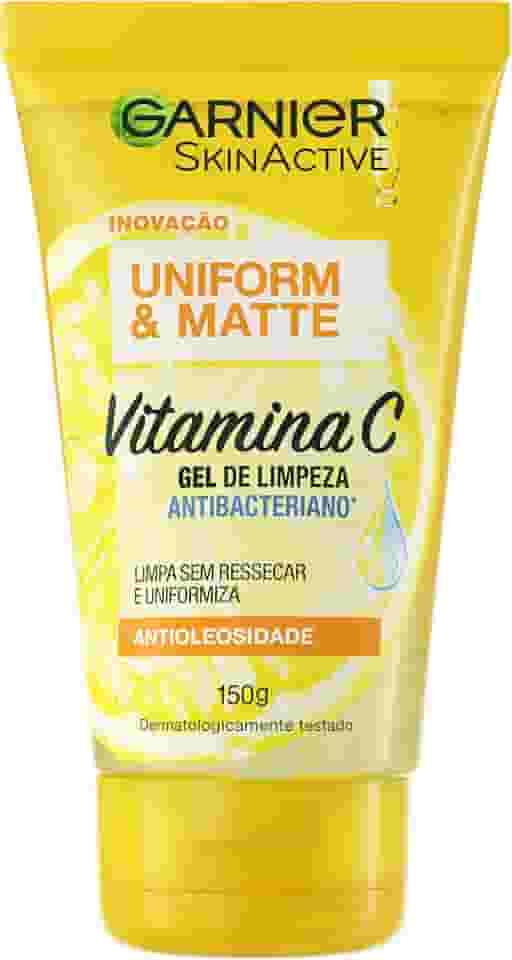 Gel de Limpeza Facial Antibacteriano Garnier Uniform & Matte Vitamina C, 150ml