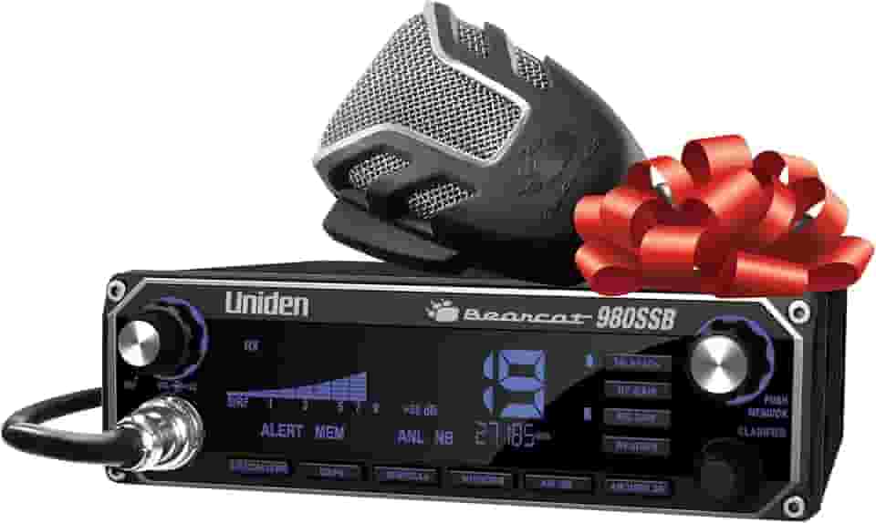 Uniden BEARCAT 980 Rádio CB SSB de 40 canais com banda lateral NOAA WeatherBand, display digital de 7 cores, interruptor PA/CB e microfone com cancelamento de ruído, compatível com microfone sem fio