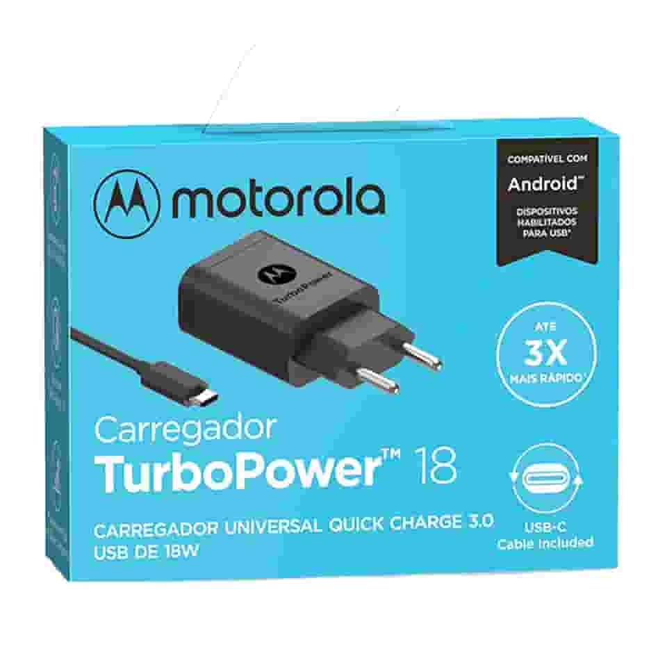 Carregador Turbo Power 18w Motorola Usb-c MOTO De G8 até G100-3X Mais Rápido