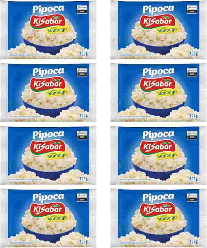 KiSabor Pipoca Microondas Manteiga 100g - kit c/ 8 unds