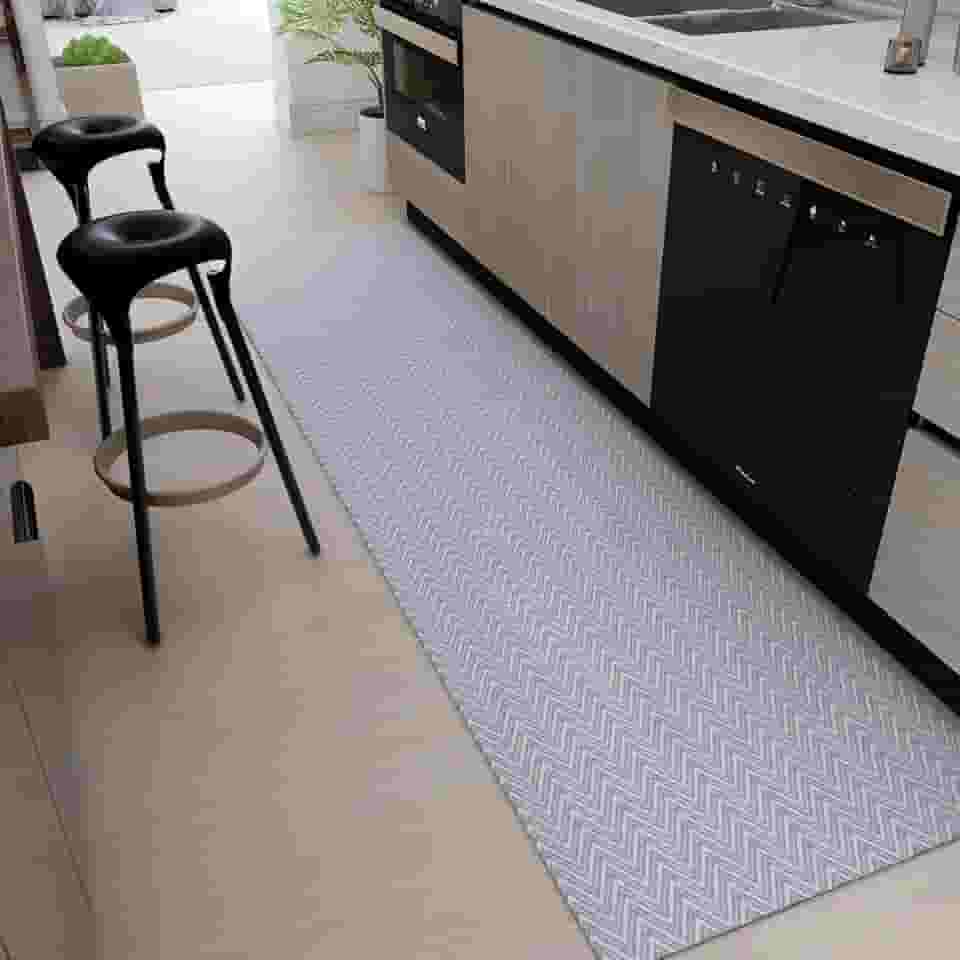 Tapete para pia de Cozinha Passadeira 2 metros x 45cm 100% Algodão Artesanal com Antiderrapante Cinza