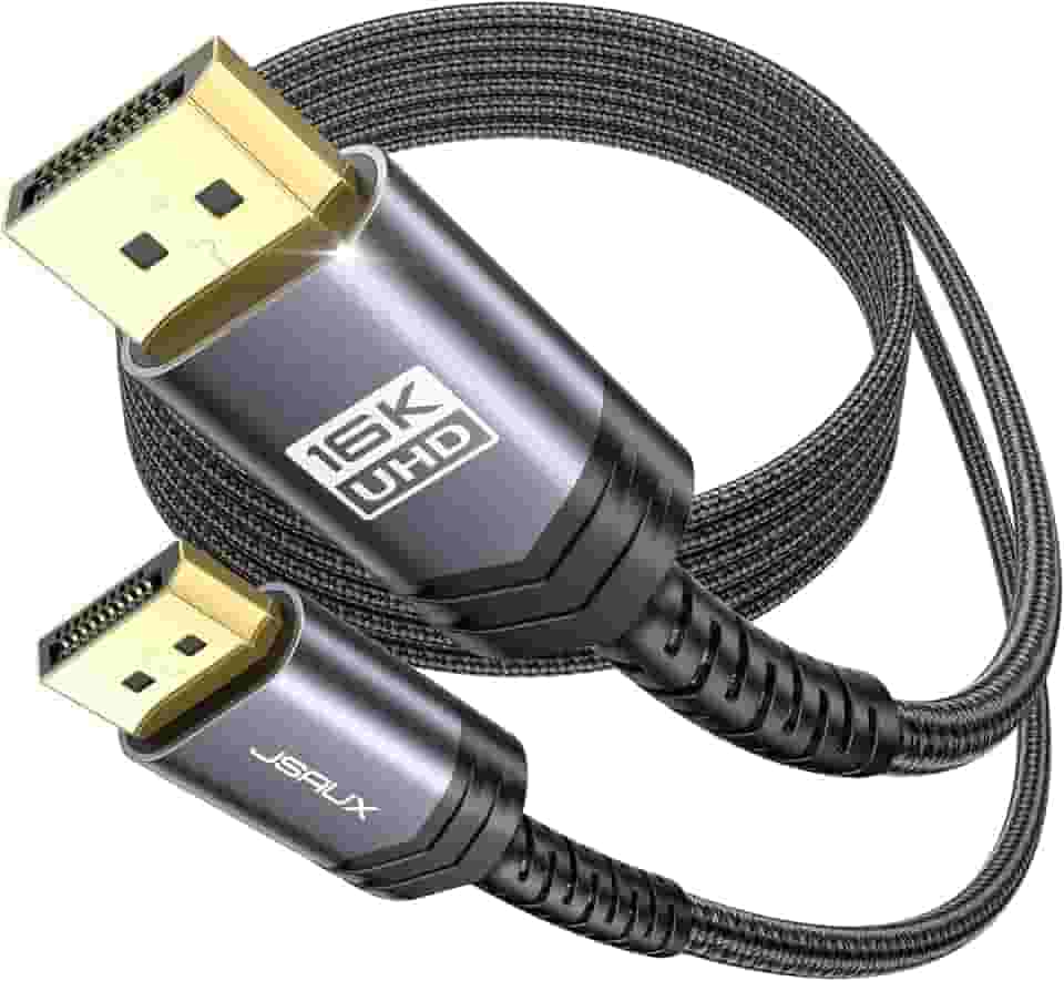 JSAUX Cabo Displayport 2.1 0.9 m, DP 2.1 suporte 16K@60Hz, 8K@120Hz, 4K@240Hz 80Gbps, retrocompatível com DP1.4/DP1.2, cabo de porta de exibição 2.1 compatível com monitor, laptop, gráficos