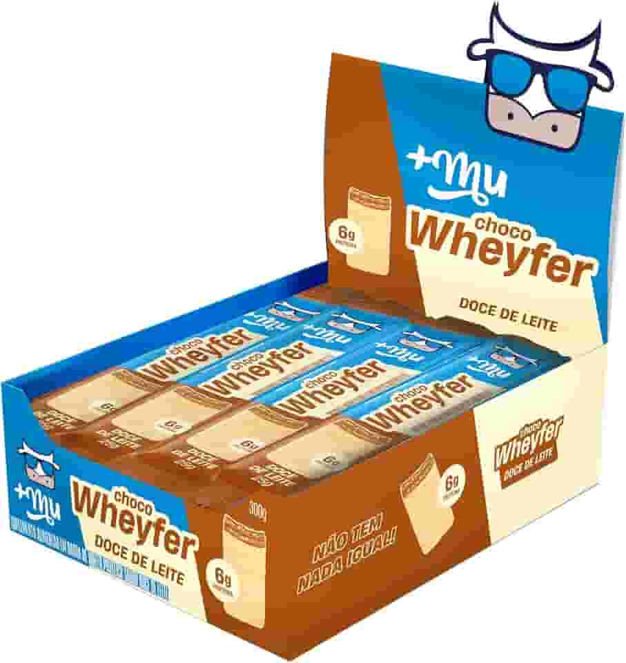 Chocowheyfer, Mais Mu, Wafer Proteico Sabor Doce de Leite, 6g de Proteína, Zero Açúcar, Display com 12 Unidades
