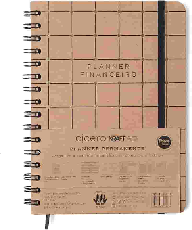 Planner Permanente Wire-O Kraft Financeiro A5 Linha E Ponto, Cicero