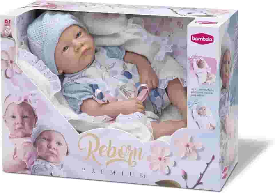 Bambola Boneca Baby Reborn Premium Menino 45cm Azul