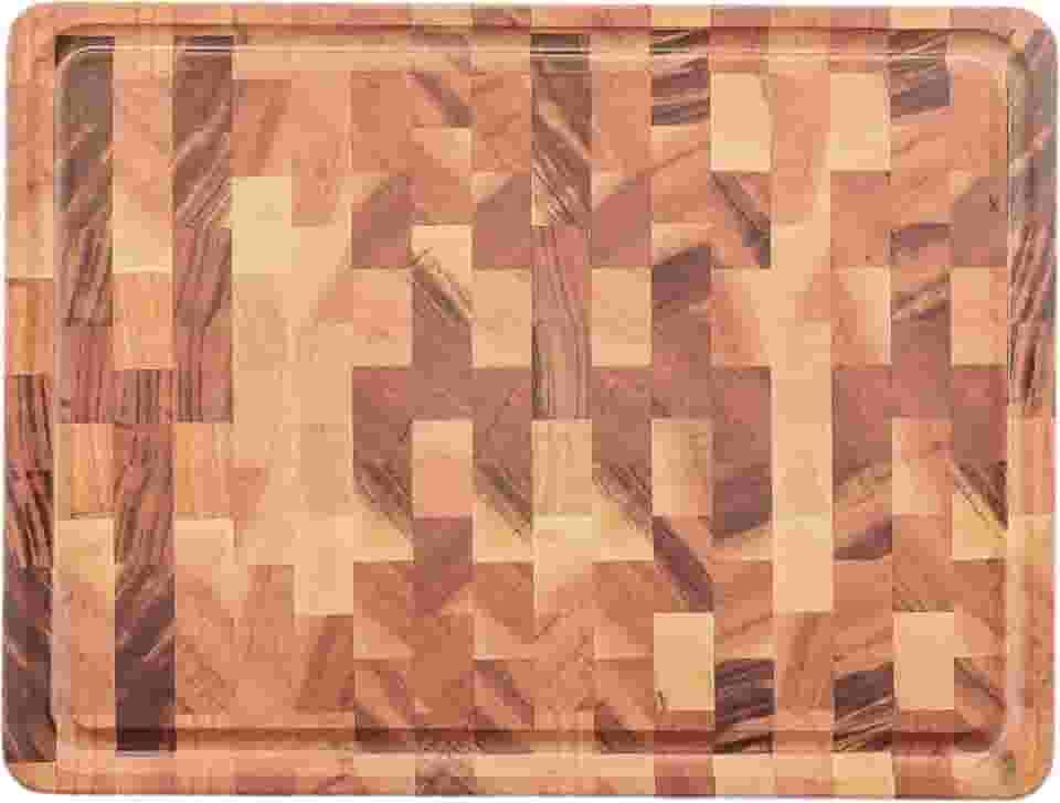 Tramontina Tábua Cubus para Churrasco Retangular em Madeira Muiracatiara com Acabamento em Óleo 45x34 cm.