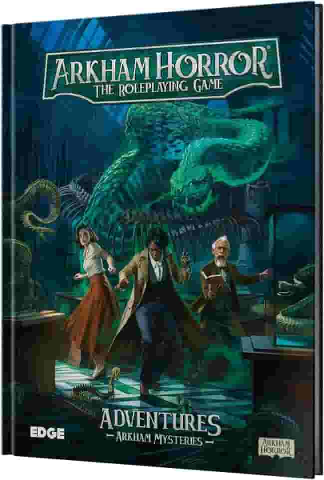 Asmodee Arkham Horror The Roleplaying Game Asmodee Arkham Mysteries Adventure Book - Três cenários independentes, RPG imersivo para crianças e adultos, maiores de 14 anos, 2 a 6 jogadores, 1+ hora de