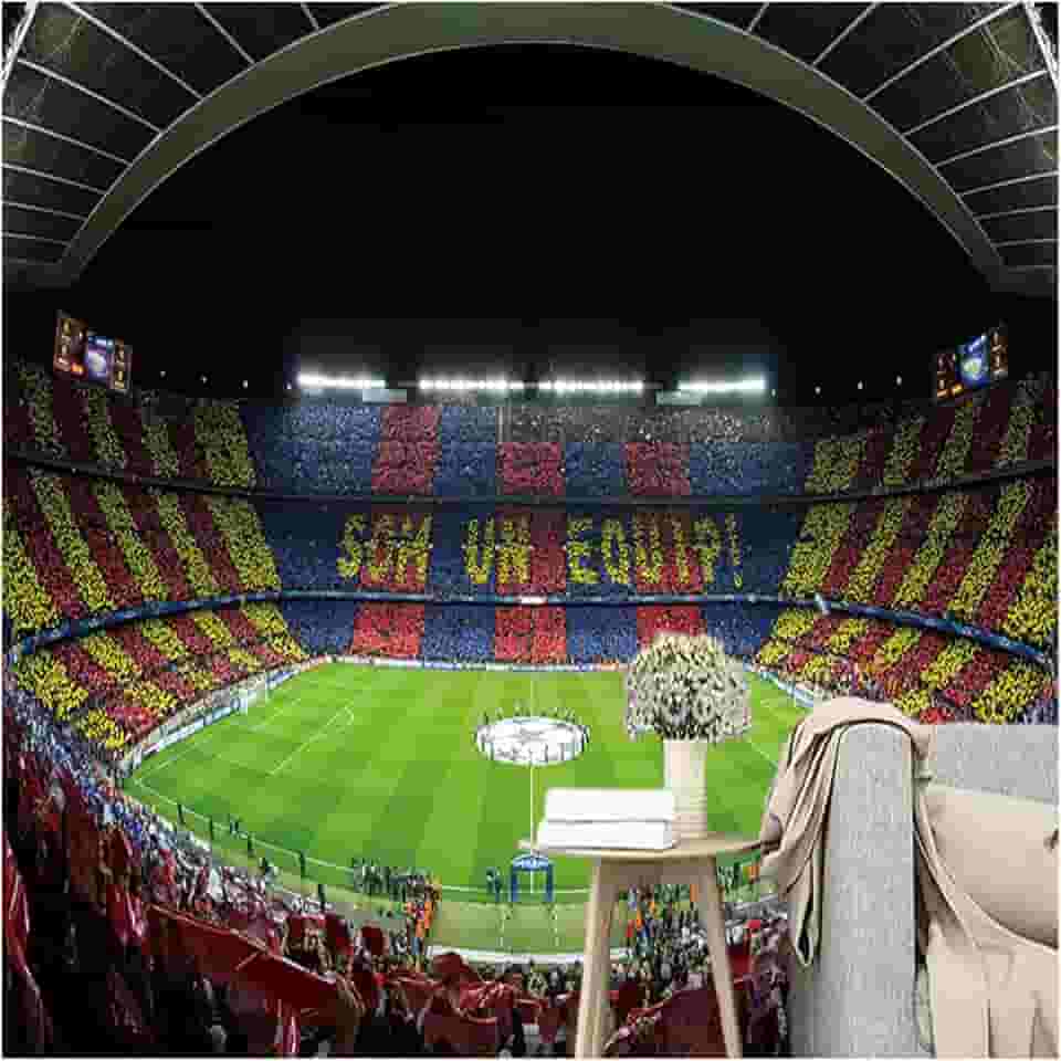 Papel de parede 3D papel de parede copa do mundo estádio de futebol estilo industrial mural de parede (78 x 55" (200 x 140 cm), pano de seda)