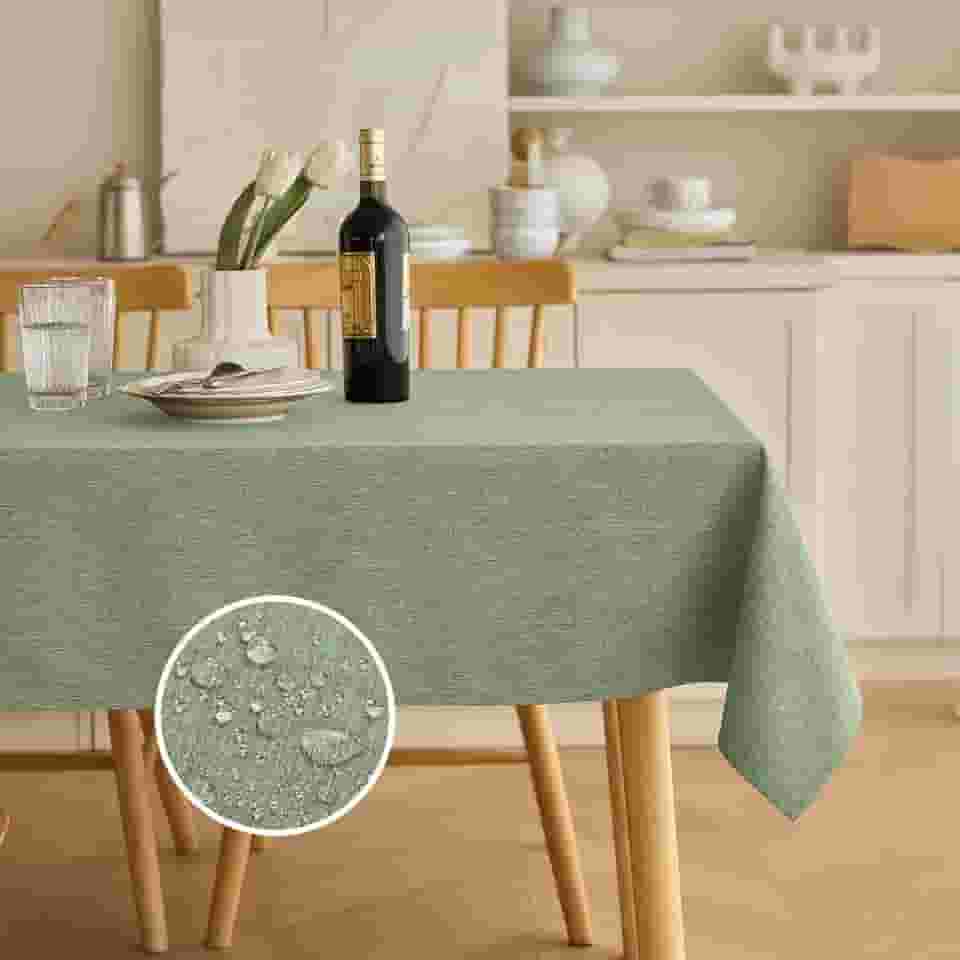 Decorelia Toalha de mesa retangular de linho para mesa de 3 m, (oblonga, 152 x 364 cm (12 a 14 assentos), verde sálvia