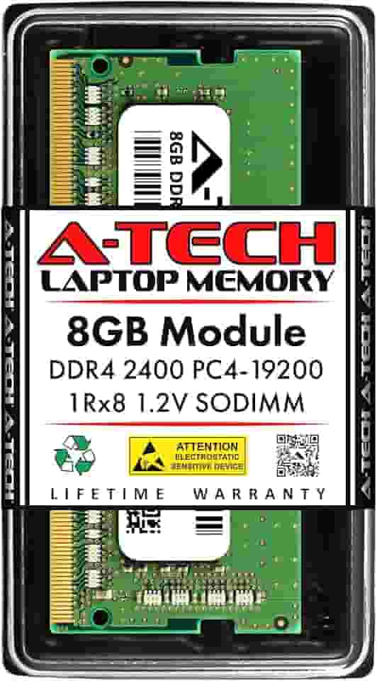 A-Tech Substituição de 8 GB de RAM para CT8G4SFS824A | DDR4 2400MHz PC4-19200 (PC4-2400T) CL17 SODIMM 1Rx8 1,2V Non-ECC SO-DIMM 260 pinos, módulo de memória de notebook