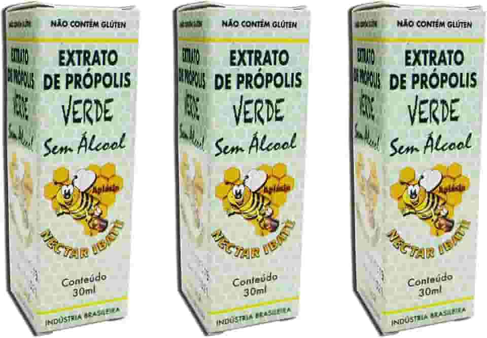 Kit 3un Extrato de Própolis Verde Sem Álcool Nectar Ibaté
