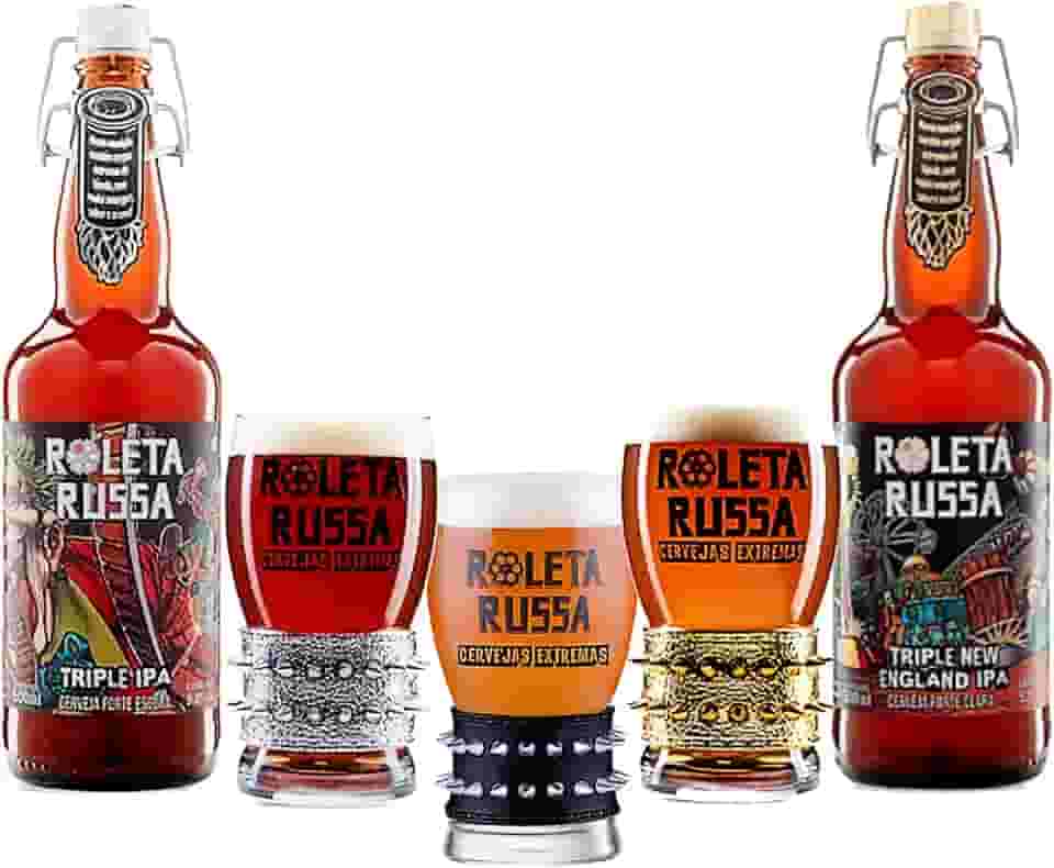 Combo Presente Kit 2 Cervejas Roleta Russa Triple IPA + Copo Cerveja (3 opções)